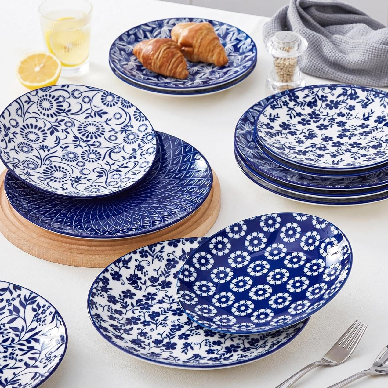Σετ 6 πιάτων φαγητού από πορσελάνη για 6 άτομα Σετ πιάτων φαγητού για πλυντήριο πιάτων και φούρνο μικροκυμάτων